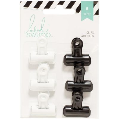 Heidi Swapp - Bulldog Clips - Black &amp; White - 6 pack - 312222