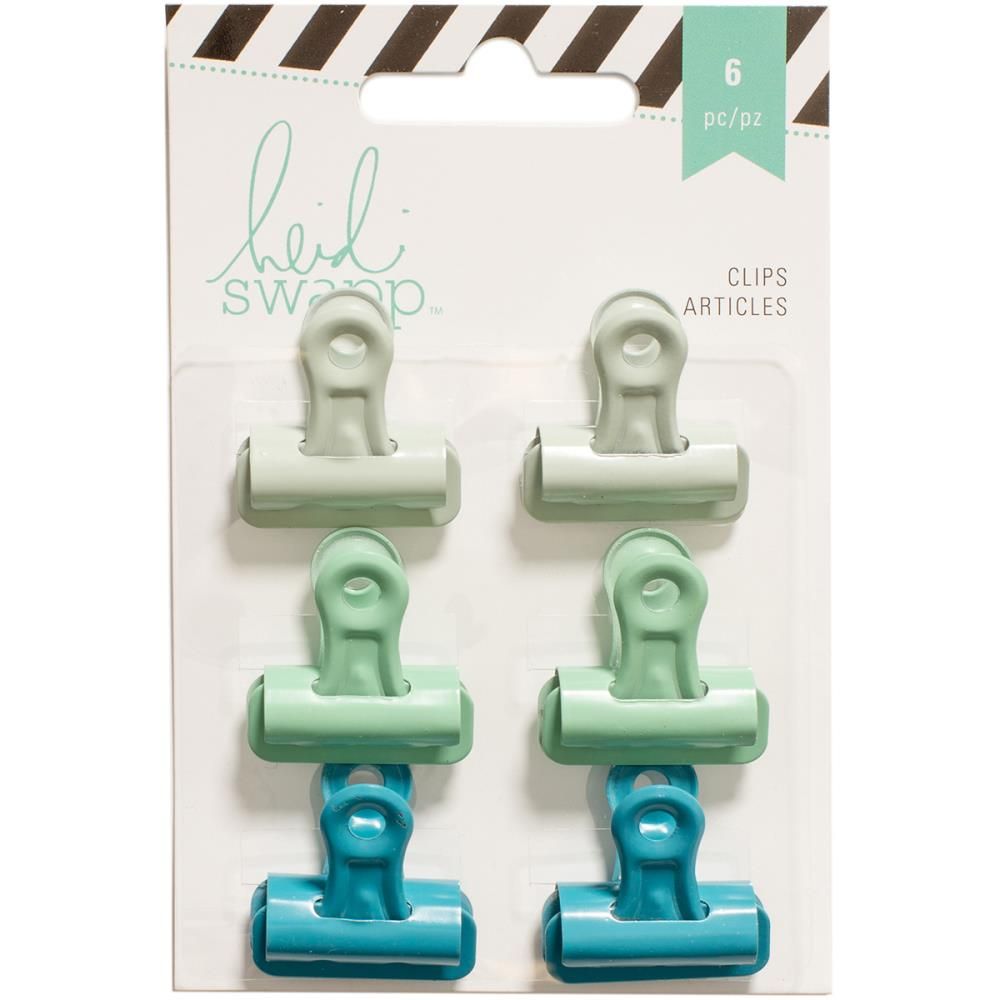 Heidi Swapp - Bulldog Clips - Greens - 6 pack - 312224
