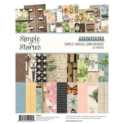 Simple Stories - Junk Drawer Collection - Craft Set - 6&quot; x 8&quot; Paper Pad  - 26022 - 24 Sheets