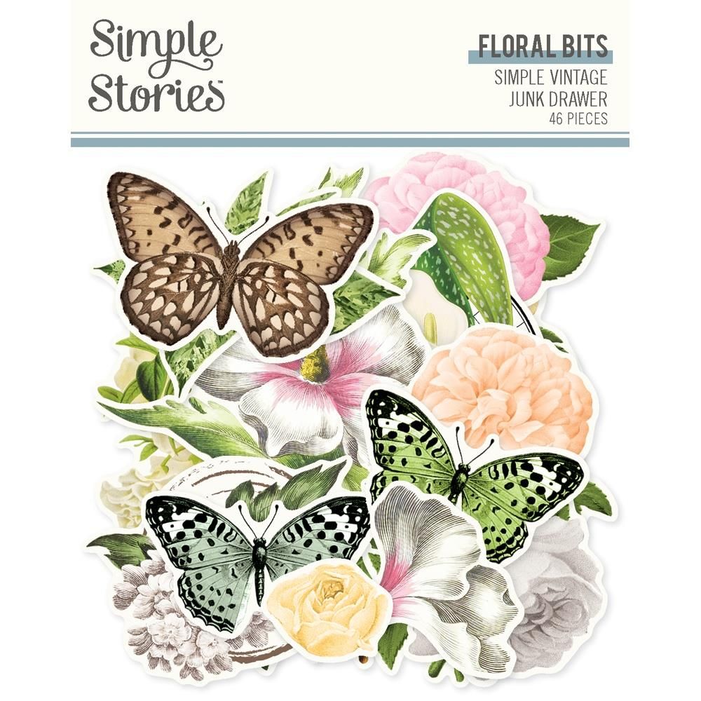 Simple Stories - Junk Drawer Collection - Bits &amp; Pieces - Floral Bits - 26026 - 46 pcs
