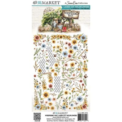 49 &amp; Market - Whispering Way Collection - Laser Die Cuts - Wildflowers - 6&quot; x 12&quot; - JWW34196 - 4 Sheets - 115 pcs