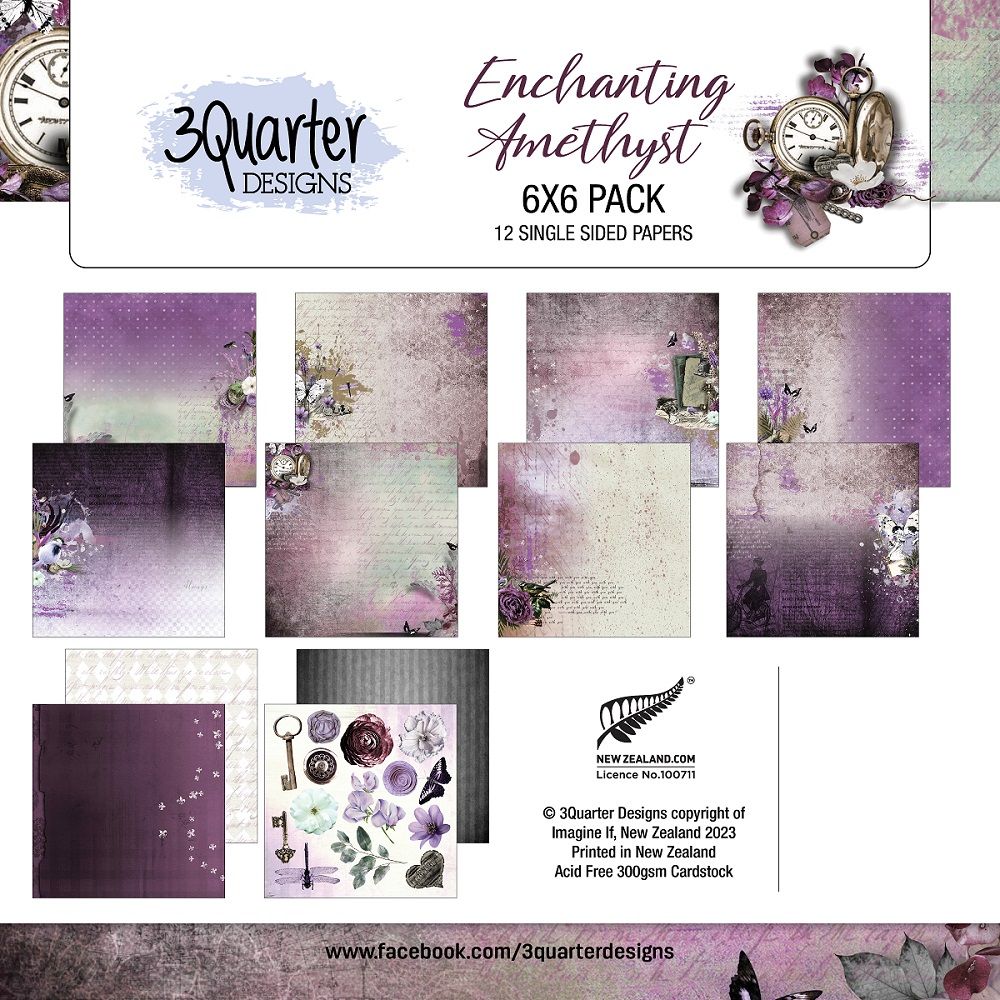 3 Quarter Designs - 6&quot; x 6&quot; - Enchanting Amethyst -  Scrap Pad