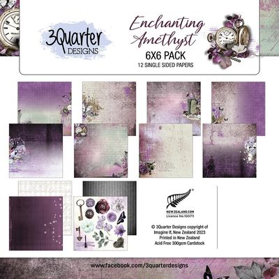 3 Quarter Designs - 6&quot; x 6&quot; - Enchanting Amethyst -  Scrap Pad