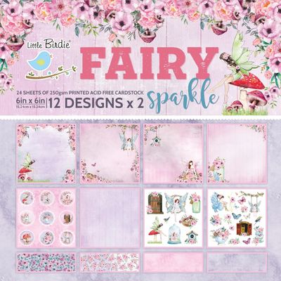 Little Birdie - Fairy Sparkle Collection - 6&quot; x 6&quot; Paper Pad - CR79761 - 24 sheets