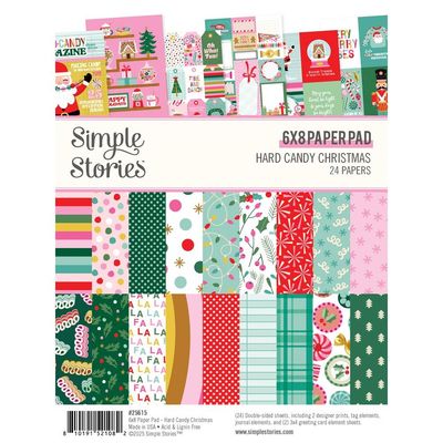 Simple Stories - Hard Candy Christmas Collection - 6&quot; x 8&quot; Paper Pad  - 25615 - 24 Sheets