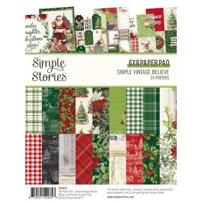 Simple Stories - Simple Vintage Believe Collection - 6&quot; x 8&quot; Paper Pad  - 25522 - 24 Sheets