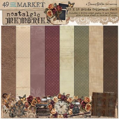 49 &amp; Market - Nostalgic Memories Collection - 12&quot; x 12&quot; - Paper Pack - Solids - DNM33816 - 8 sheets