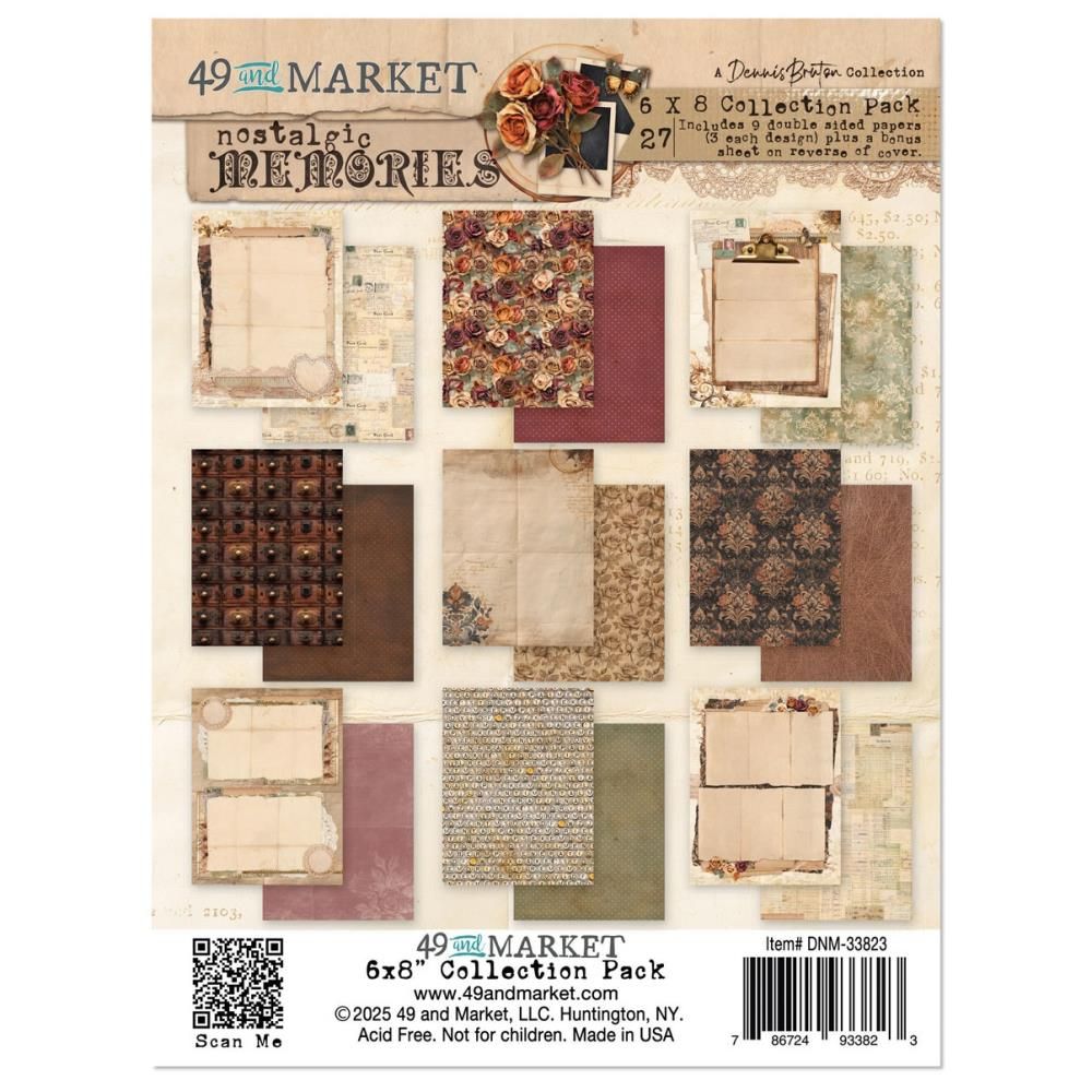 49 &amp; Market - Nostalgic Memories Collection - Paper Pack - 6&quot; x 8&quot; - DNM33823 - 27 Sheets