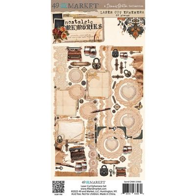 49 &amp; Market - Nostalgic Memories Collection - Laser Die Cuts -  Ephemera - Set 1 - 6&quot; x 12&quot; - DNM33960 - 4 Sheets - 62 pcs