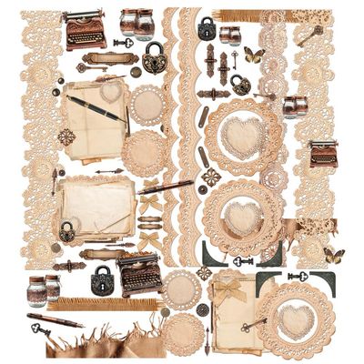 49 &amp; Market - Nostalgic Memories Collection - Laser Die Cuts -  Ephemera - Set 1 - 6" x 12" - DNM33960 - 4 Sheets - 62 pcs