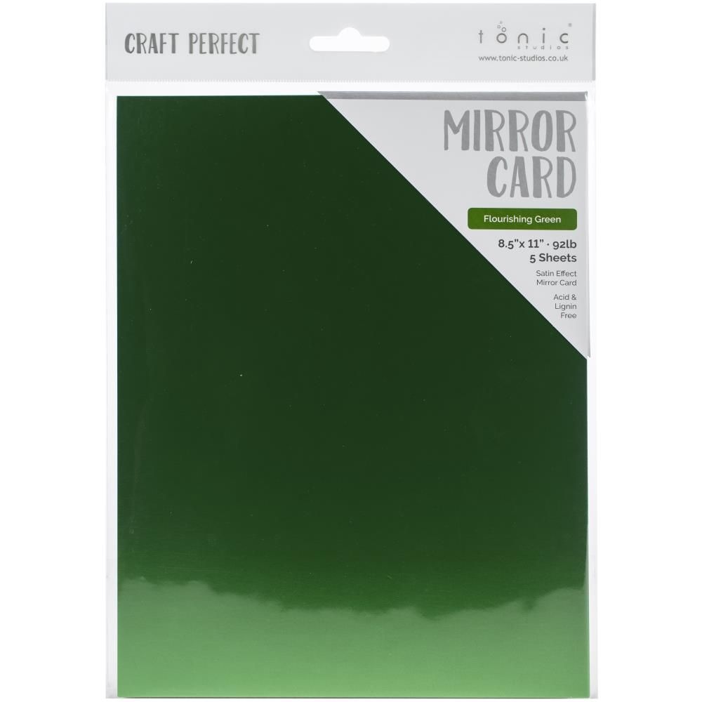 Tonic Studios - Craft Perfect - Mirror Cardstock - Satin - Flourishing Green - 9493E - 8.5&quot; x11&quot; - 5 Sheets