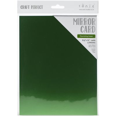 Tonic Studios - Craft Perfect - Mirror Cardstock - Satin - Flourishing Green - 9493E - 8.5&quot; x11&quot; - 5 Sheets