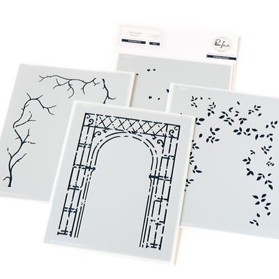 PinkFresh Studio - Kindness In Bloom Collection - Blooming Arch Bundle - Rubber Stamp, Four Pce Stencil &amp; Die Set - 257624, 257824 &amp; 257724 - 4 pcs