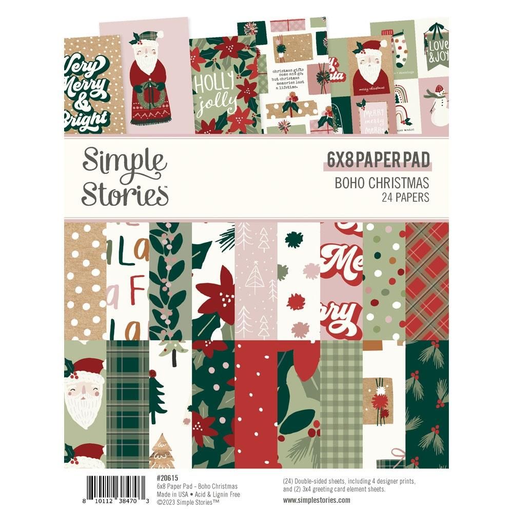 Simple Stories - Boho Christmas Collection - 6 x 8 Paper Pack - 20615 - 24 sheets