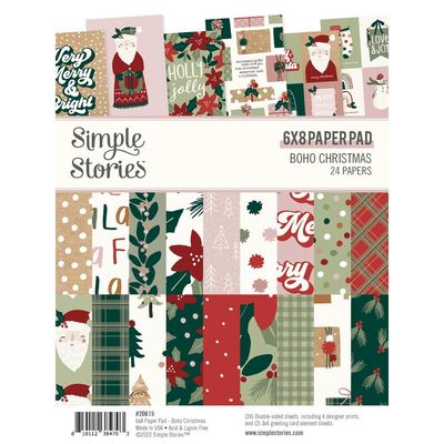 Simple Stories - Boho Christmas Collection - 6 x 8 Paper Pack - 20615 - 24 sheets