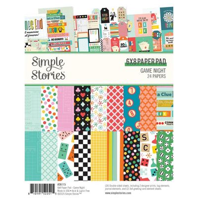 Simple Stories - Game Night Collection - Craft Set - 6&quot; x 8&quot; Paper Pad  - 26115 - 24 Sheets