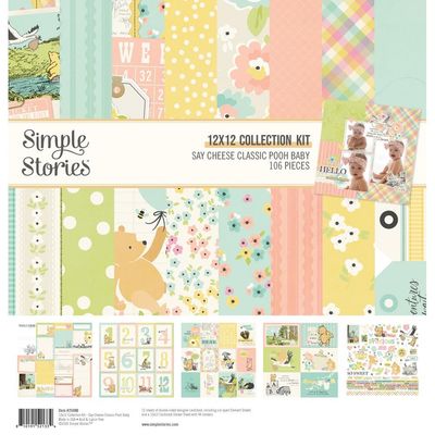 Simple Stories - Say Cheese Classic Pooh Baby Collection - 12 x 12 Paper Pack - 25800 - 12 Sheets &amp; Inc Sticker Sheet