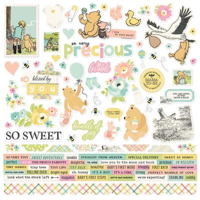 Simple Stories - Say Cheese Classic Pooh Baby Collection - 12 x 12 Paper Pack - 25800 - 12 Sheets & Inc Sticker Sheet