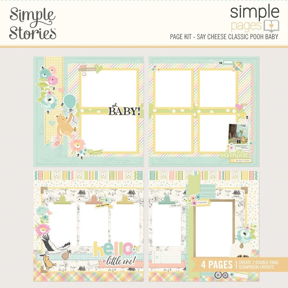 Simple Stories - Say Cheese Classic Pooh Baby Collection - Scrapbook Page Kit - 25837 - makes 4 pages