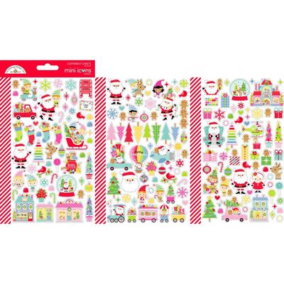 Doodlebug - Oh What Fun Collection - Icon Cardstock Mini Stickers - 3 Sheets - 8965