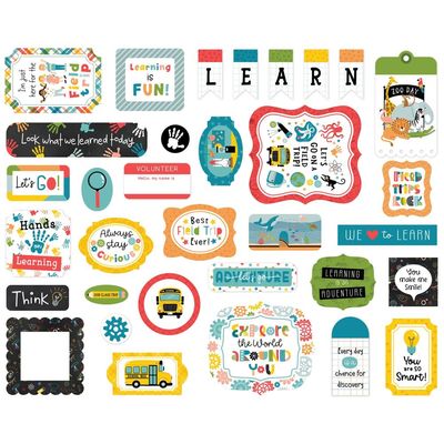 Echo Park Paper Company - Field Trip Collection - Ephemera Pack - FT478024 - 33 pcs