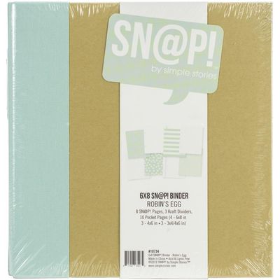 Simple Stories - Sn@p Binder - Robins Egg - D Ring - 6" x 8" - 10734 - 12 sheets plus album