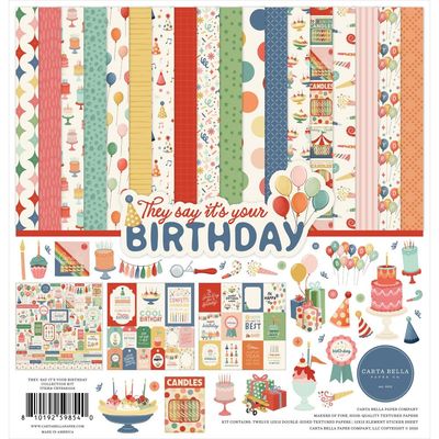 Carta Bella - They Say Its Your Birthday - 12" x 12" Paper Pack CBYS481016 - 12 Sheets plus stickers