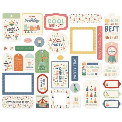 Carta Bella - They Say Its Your Birthday Collection - Frames &amp; Tags Set - CBYS481025 - 34 pcs
