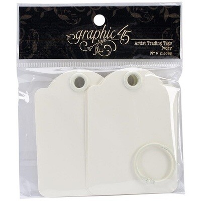 Graphic 45 - Staples - Artist Trading Card Tags - Ivory - 3.5" 2.5" - G4500846 - 7Pcs (Inc Book Ring)