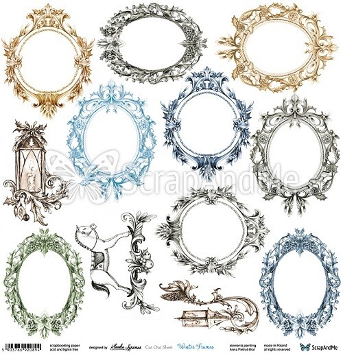 ScrapAndMe - Winter Frames - Fussy Cutting 12 x 12 Sheet