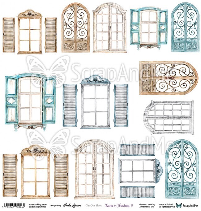 ScrapAndMe - Doors &amp; Windows 3 - Fussy Cutting 12 x 12 Sheet