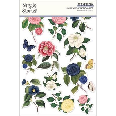Simple Stories - Simple Vintage Indigo Garden Collection - Garden Sticker Book - 617 pieces -  VIG17124