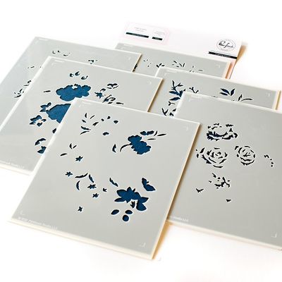 PinkFresh Studio - Bundle - Fancy Rose Bunch - Stamp, Stencil &amp; Die - 160122, 160222 &amp; 160322