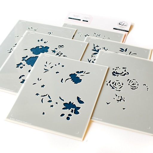 PinkFresh Studio - Bundle - Fancy Rose Bunch - Stencil &amp; Die Set - 160222 &amp; 160222