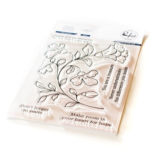 PinkFresh Studio - Bundle - Folk Floral Stem - Stamp, Stencil, Die &amp; Hot Foil Plate - 160422, 160522, 160622 &amp; 160722