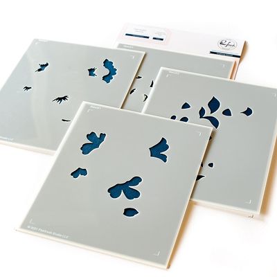 PinkFresh Studio - Bundle - Folk Floral Stem - Stamp, Stencil, Die &amp; Hot Foil Plate - 160422, 160522, 160622 &amp; 160722