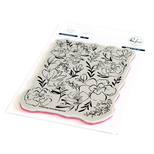 PinkFresh Studio - Bundle - Inky Floral Background - Stamp &amp; Stencil only - 161522 &amp; 161622