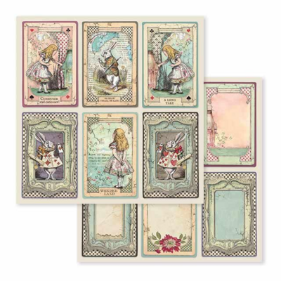 Stamperia - 12 x 12 Single Sheet - Alice In Wonderland - 6 Card Sheet - SBB584