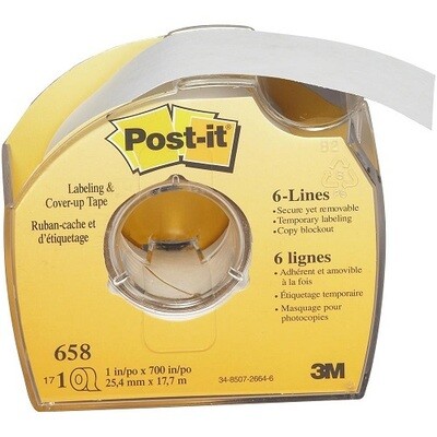Post-It - Cover Up &amp; Removable - Label Tape - 658 - 1" x 700" (19.4Yd)