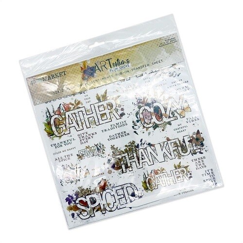49 &amp; Market - ArtOptions - Plum Grove Collection - 12" x 12" - Rub On Transfer - Sentiments - APG38534