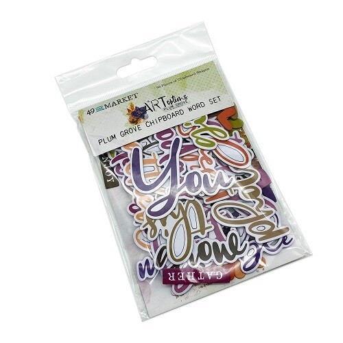 49 &amp; Market - ArtOptions - Plum Grove Collection - Chipboard Words - APG38596 - 59 pcs