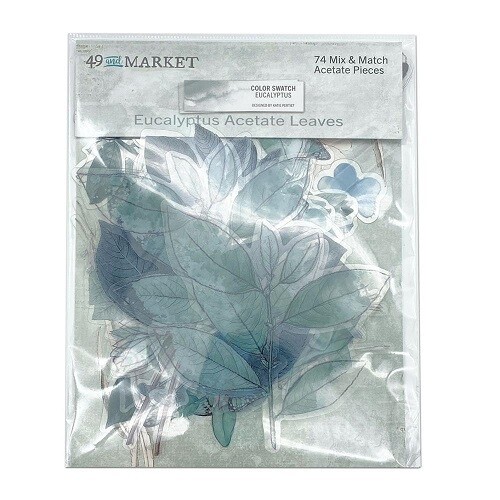49 &amp; Market - Colour Swatch - Eucalyptus - Acetate Leaves - CSE39937 - 74 pcs