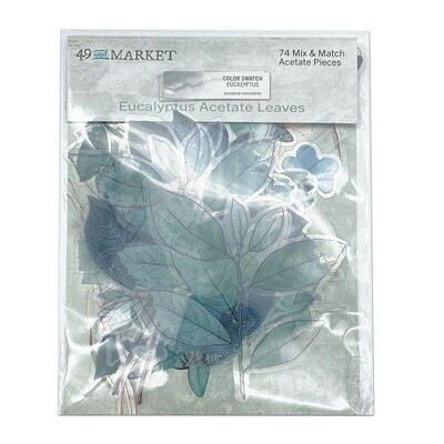49 &amp; Market - Colour Swatch - Eucalyptus - Acetate Leaves - CSE39937 - 74 pcs