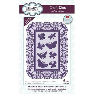 Creative Expressions &amp; Sue Wilson - Frames &amp; Tags Die - Butterfly Rectangle - CED4463 - 6 pcs