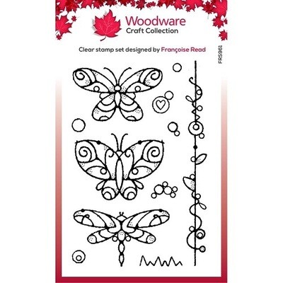 Creative Expressions - Woodware - Wired Butterflies - Clear Stamp - 6" x 4" - FRS961