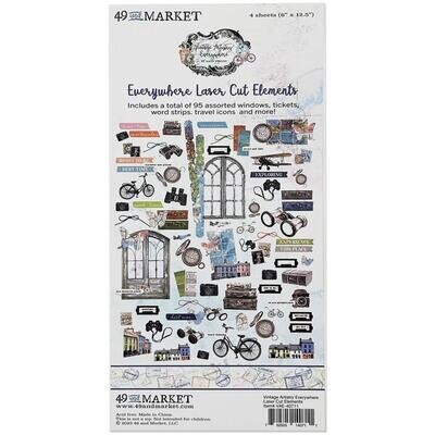 49 &amp; Market - Vintage Artistry - Everywhere Collection - Laser Cut Outs - Elements - VAE40711 - 95 pcs