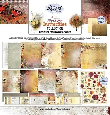 3 Quarter Designs - 12 x 12 Paper Pack - Autumn Butterflies  