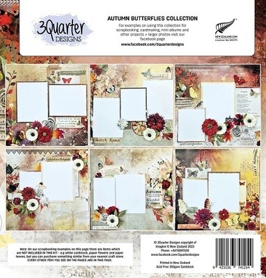 3 Quarter Designs - 12 x 12 Paper Pack - Autumn Butterflies  