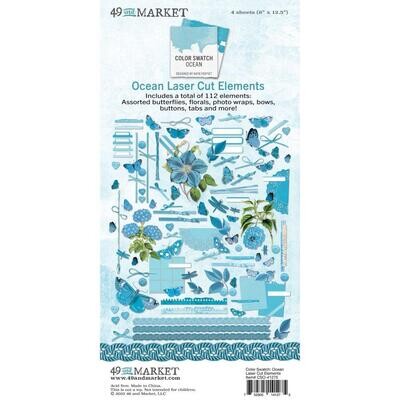 49 &amp; Market - Colour Swatch - Ocean Collection - Laser Cut Outs - Elements - CSO41275 - 112 pcs
