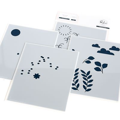 PinkFresh Studio - Bundle - Summer Blooms - Stencil &amp; Die Set  154422 &amp;154522